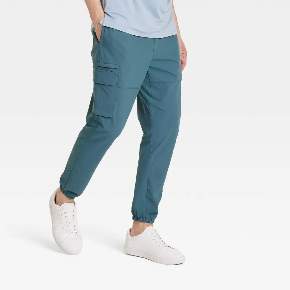 All In Motion Men's Recycled Poly Quick-Drying Utility Cargo Joggers Sweatpants - Loose Relaxed Fit Joggers, Ankle Design, Cargo Pockets, Mensfashion Gym Running Pants