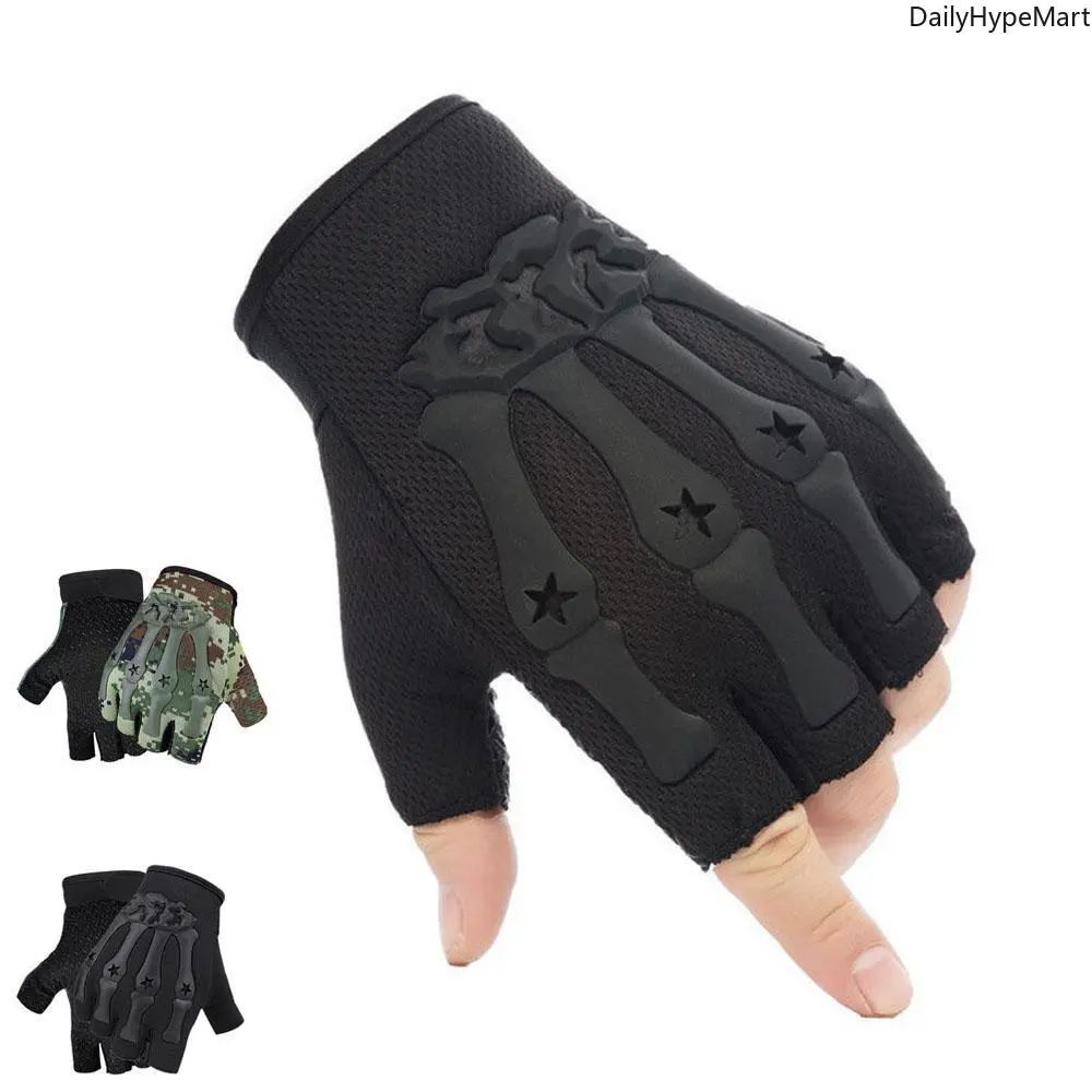 Kids' Unisex Military Camo Tactical Biking Gloves - Half-Finger, Breathable Back, Padded Knuckles, Anti-Wear Microfiber Palm for Everyday Protection & Fashion