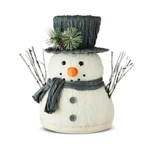 Gray & Cream Snowman with Hat Christmas Tree Topper, 12 in, by Holiday Time