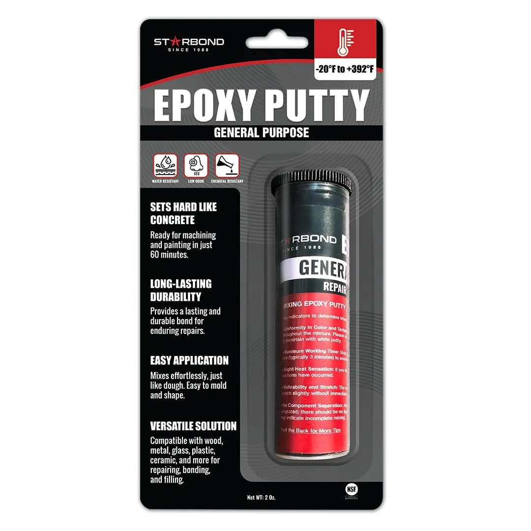 2 oz Black Epoxy Putty Stick - General Purpose, BPA (Bisphenol A)-Free, Low Odor Epoxy Repair Putty for Automotive, Plumbing, DIY Projects