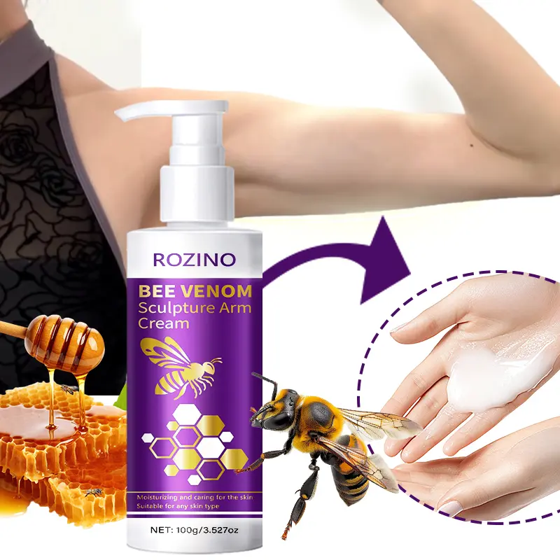 Bee Venom Arm Sculpting Cream, Firming Contouring Hydrating Lotion, Daily At-Home Body Skincare, Smooth Saggy Arm Skin Non-Greasy Fast Absorb, White Round Bottle 100g Belly