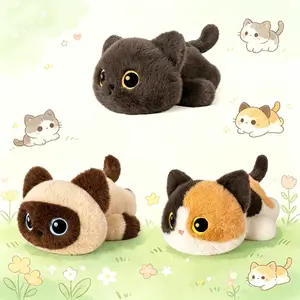30cm/11.81in Furry Cat Plush Toy Cuddly Cute Stuffed Animal Kitten Doll Soft Adorable Stuffed Animals Perfect for Halloween, Easter, Christmas & Birthday Gifts