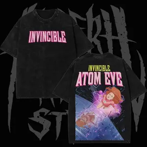 Retro 2000s Invincible Pink Hero Atom Eve Graphic T-Shirt – Vintage Washed Cotton Tee, Comic Style Inspired Streetwear Unisex Shirt, Gift for Fan, Gift for Her DVZ