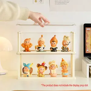 Desktop Storage Box Display Case, Roman Column Style, Stackable, Dustproof Moisture-Proof, Doll Figure Collection Showcase