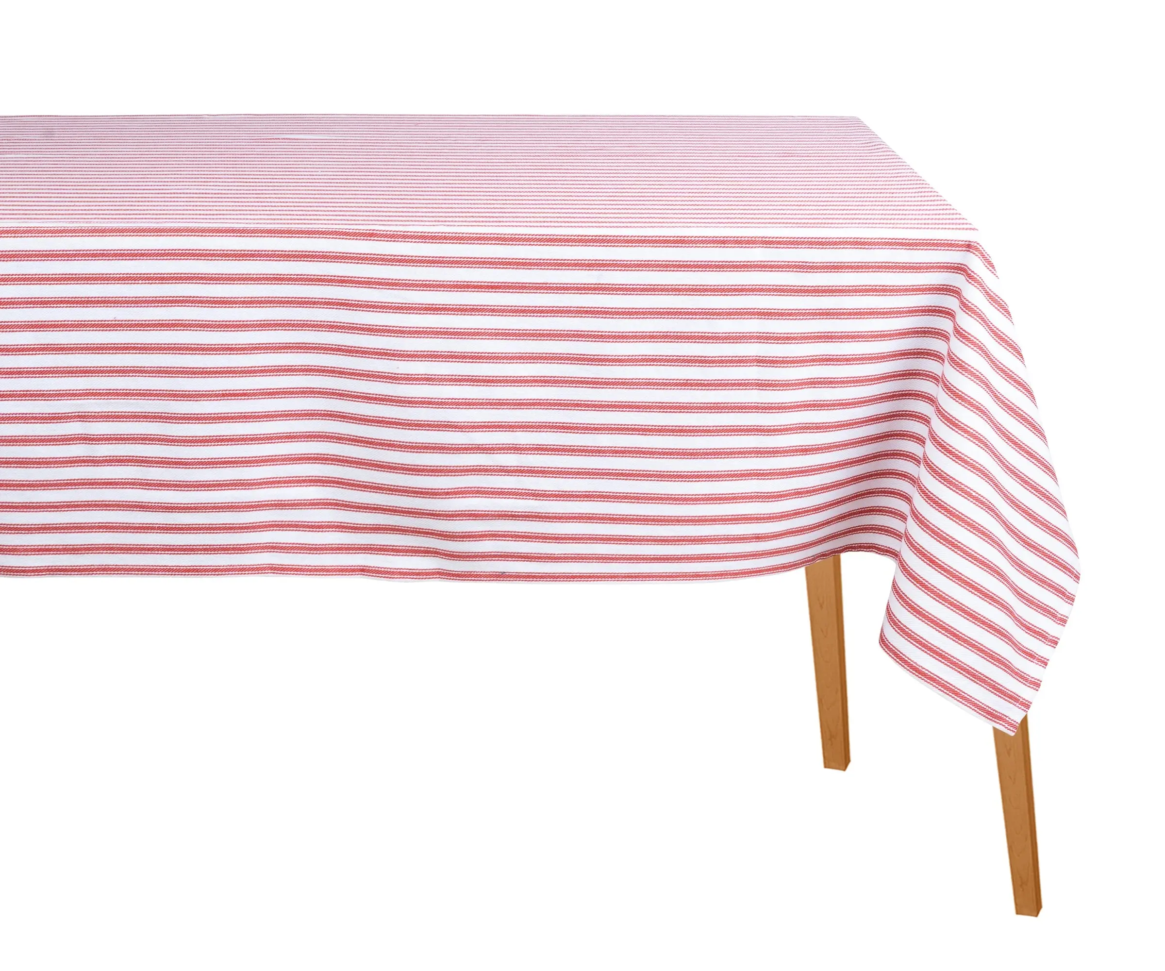 Red Striped Cotton Tablecloth - Rectangle Tablecloth