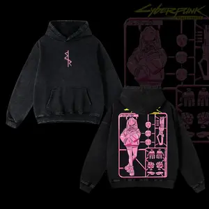 Retro Limited Vintage Edgerunners Toy Rebecca Unisex Acid Washed Lightweight Hoodie, Edge Runner Shirt, Cyberpunk Edgerunners, Lucy Shirt, Neoncore Sweatshirts Womenswear