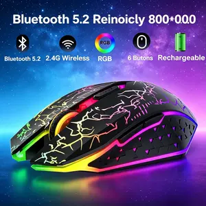 Bluetooth 5.2 Mouse RGB 2.4G Wireless Mouse Dual-Mode Gaming Mouse 6 Buttons Silent Mouse For MacBook Tablet Laptops Computer