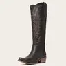 REDTOP Women's Western-Style Knee-High Cowgirl Boots - Footwear with Embroidered Geometric Design, Beads, Fabric Upper, Side Zipper, Snip Toe, Block Heel, Rubber Sole, Casual Cowgirl and Outlaw Style, Comfortable Shoes for Women,outdoorfun