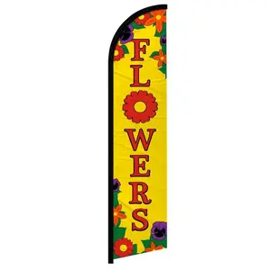 Large-Size Curved Windproof Flower Design Outdoor Banner Flag, Festive Party Decorations, Home Supply Backdrop, Outdoor Banners
