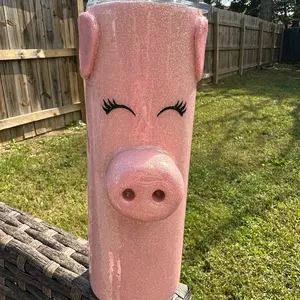 3D Cute Pig 20oz Skinny Stainless Steel Tumbler