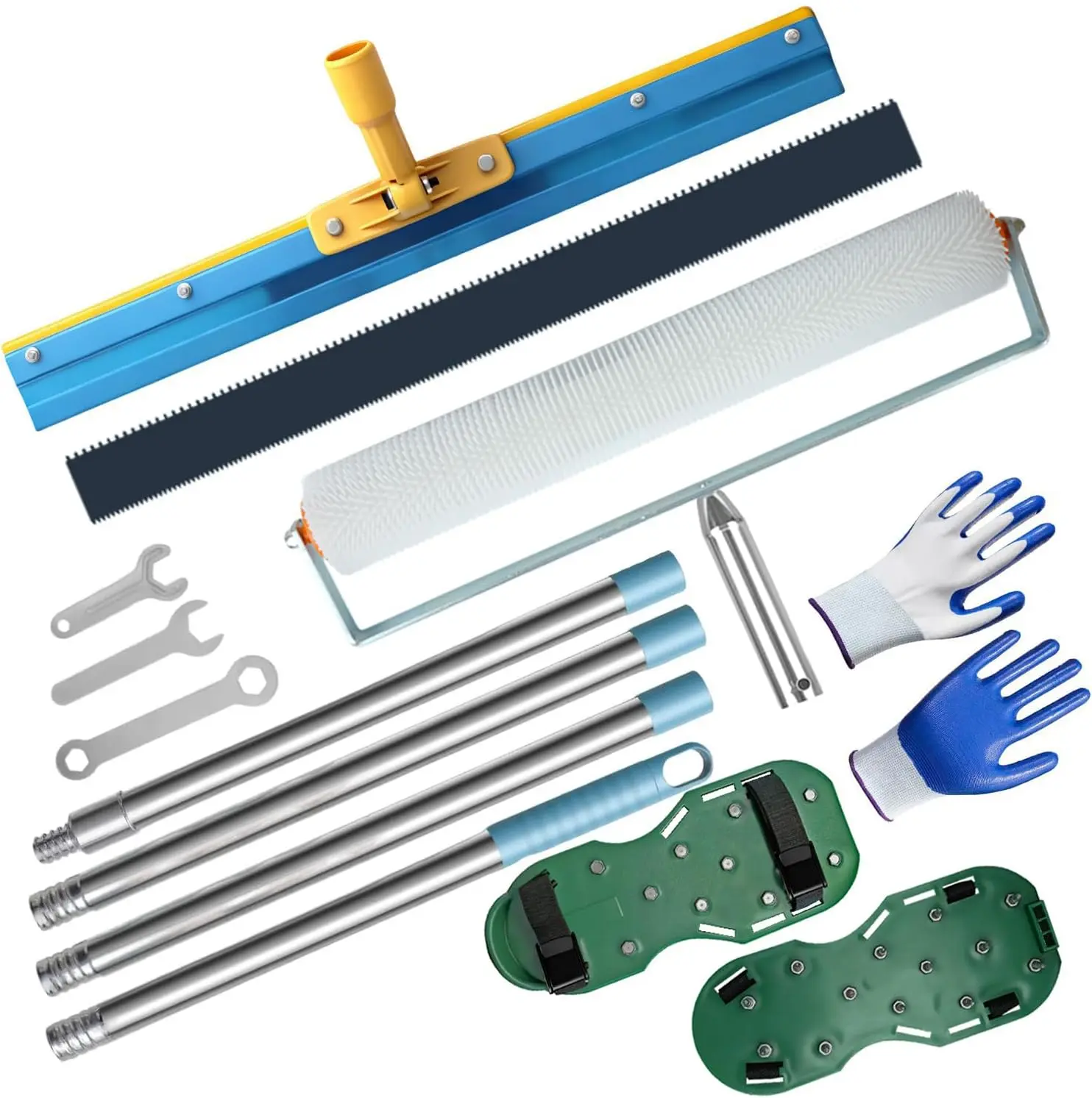 Complete Self Leveling Cement Tool Kit, Professional Epoxy Floor Kit Tools with Spiked Roller with Splash Guard, Spike Shoes, Paint Roller, Trowel, Scraper & Extension Pole | Complete Epoxy Flooring Tool Kit for Smooth, Bubble-Free Results Every Time