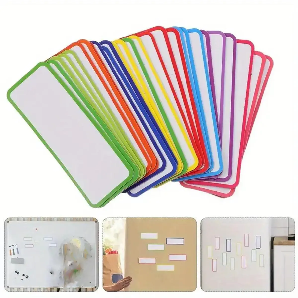 Magnetic Whiteboard Sticky Labels, 27pcs/set Reusable Magnetic Whiteboard Sticker, Self Adhesive Stickers Erasable Label Sticker Adhesive Tabs for Home Office School Dormitory, Magnetic Item