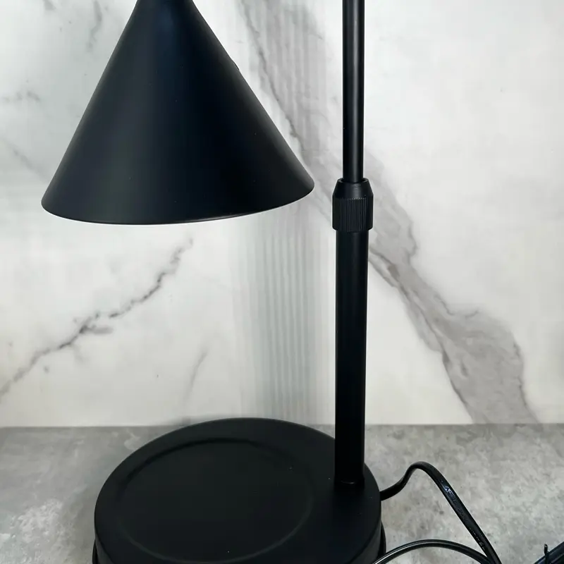 Candle Warmer Lamp - Flameless Candle Decor with Black Cone Shade and Modern Design for Home Decor