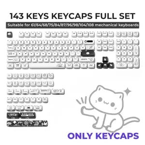 XVX Cute kitten MAO Profile Five-sided Dye-Sub PBT Keycaps 143-keys keycap set（only keycap, not include a keyboard）