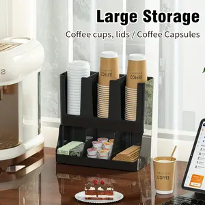 6-Compartment Multipurpose Cup Holder & Paper Cup Dispenser, Heavy-Duty Plastic Construction, Space-Saving Design for Coffee Shops
