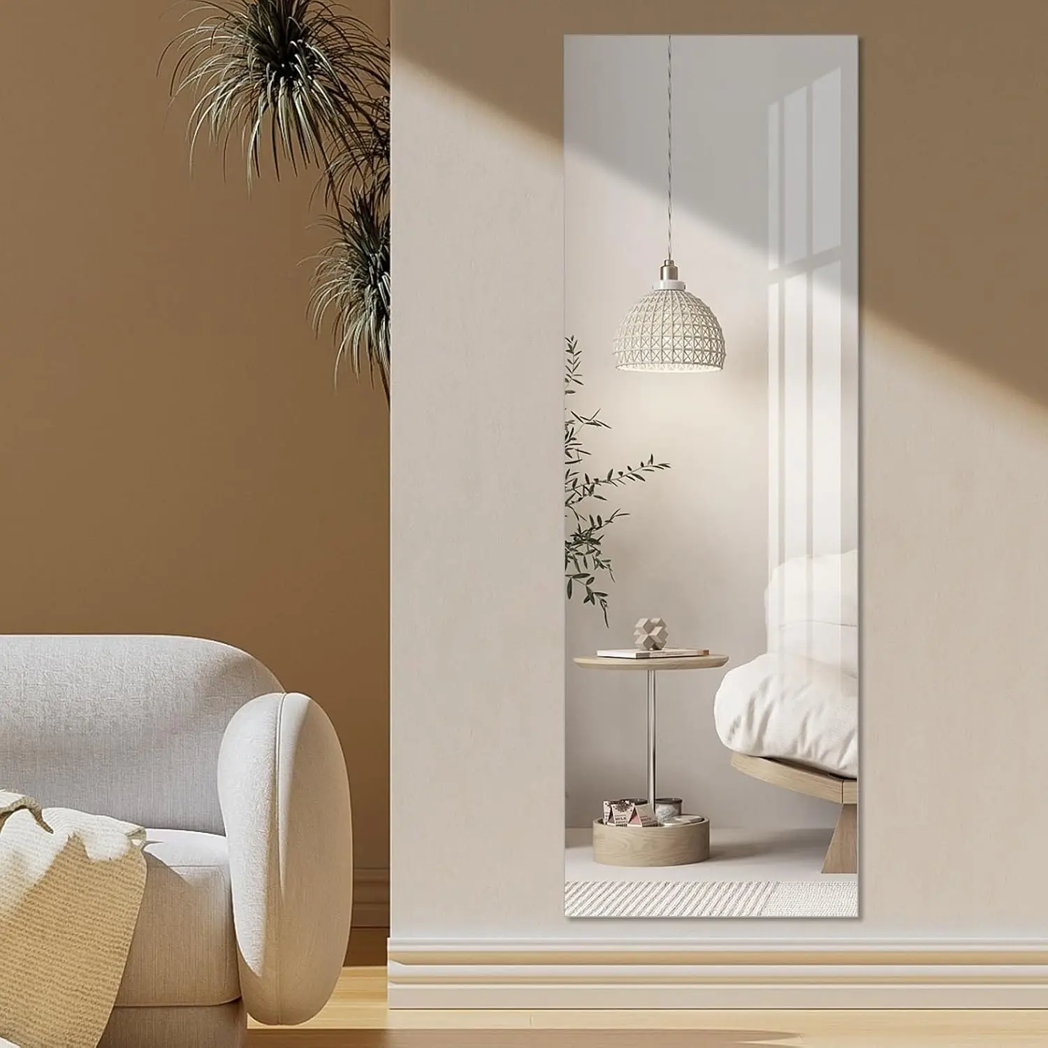 Reflective Decorative Full-Length Acrylic Mirror - 47.25x15.75in Shatterproof Soft Non-Glass Mirror, Wall-Mount & Door-Installation Options, Lightweight Durable Modern Home Decor for Bedroom/Cloakroom Gift