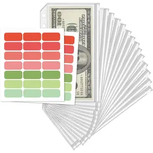 16 count A6 Zippered Binder Envelope Pouches for 6-Ring Budget  System, Clear Inserts for  Saving and Budgeting, With 42 Sticky Labels