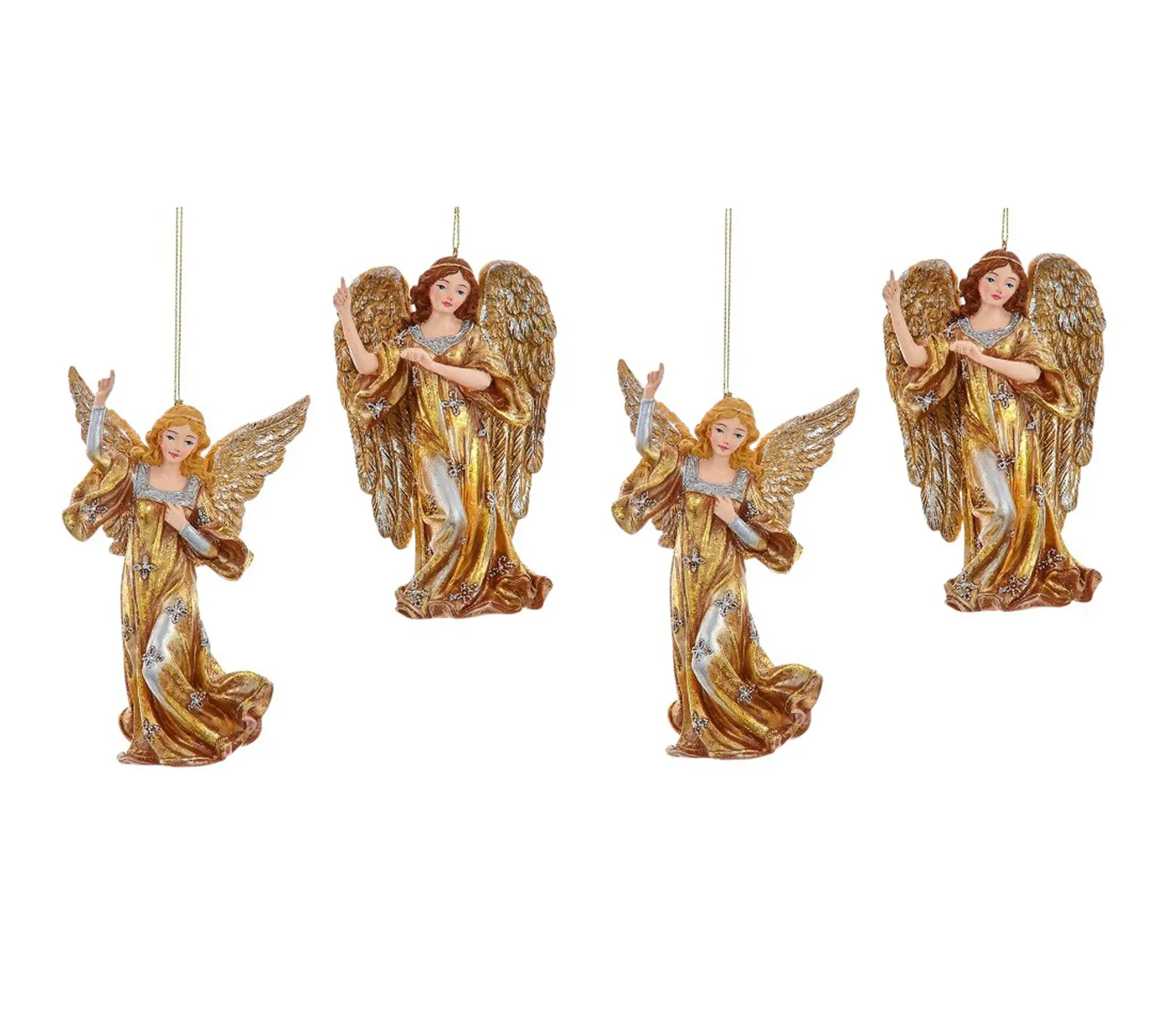RC Home Decor-Set of 4 Gold Angel Christmas Ornaments, 4.5" RC Home Decor-Set of 4 Gold Angel Christmas Ornaments, 4.5"