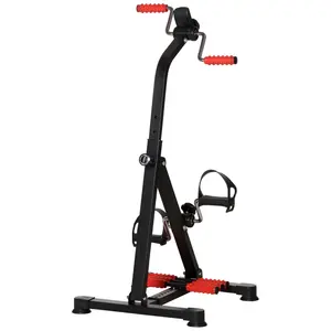 Portable multifunctional height-adjustable seated pedal exerciser with LCD display and foot massage roller ideal for seniors indoor exercise of arms knees and legs