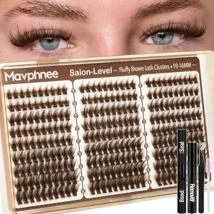 Eyelash Extension Kit, Fine Silk Lashes, D Curl with Pointed Tips, Mixed Lengths 10-16mm, DIY Eyelash Clusters, DIY Home Application, Beginners Set
