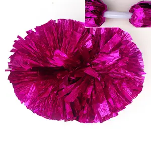 Okie Soft Play Cheerleading Pom Poms with Baton Handle – Metallic Dance & Spirit Cheer Pom Set for Kids, Adults, Teams & Sports Events (2-Pack)