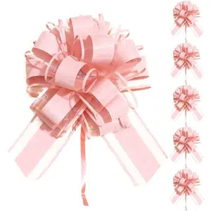 6 PCS Large 6" Pull Ribbon Bows for Gift Wrapping Party Wedding Christmas Tree Flower Box Presents Decoration (Lotus Root Pink)
