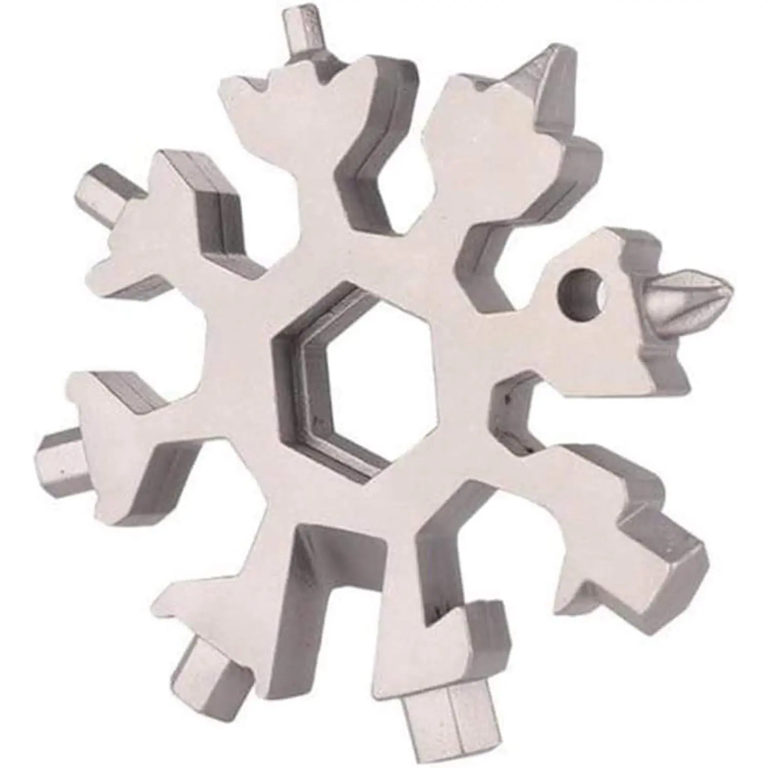18-in-1 White Stainless Steel Snowflake Multitool - Screwdrivers, Wrenches, Cutter, Bottle Opener, Compact Mini Lightweight Sturdy EDC Gear, Emergency Repair Tool, Birthday Gift for Him, Daily Outdoor Use Essential