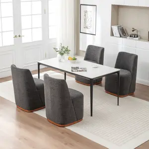 BALIAAFURNITURE 2/4 Pcs of Set Rolling Dining Chairs with Casters, Modern Upholstered Kitchen & Dining Room Comfortable Decorative Chairs