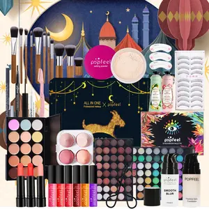 Popfeel Full Makeup Set, Makeup Kit, Cosmetics Kits, Professional Face Beauty Combo, Includes Eyeshadow Palette, Lipstick, Makeup Brushes, Foundation, Ideal for Eid & Daily Use, Makeup Gift Set, Beauty Sets