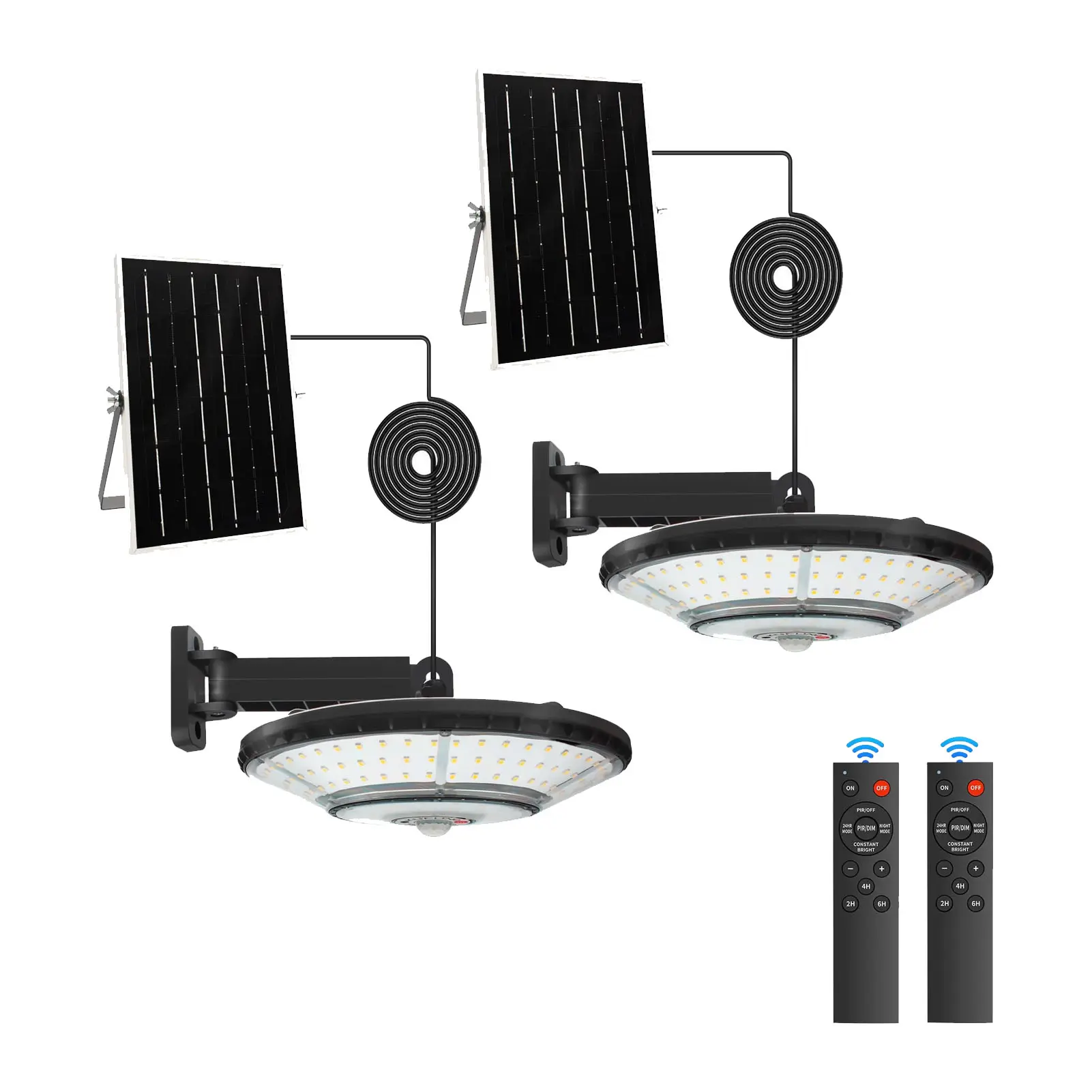 KUFUNG UFO Solar Shed Light 360° LED Pendant with Remote Motion Sensor Timer IP65 Waterproof for Outdoor Indoor Use 4400mAh Battery