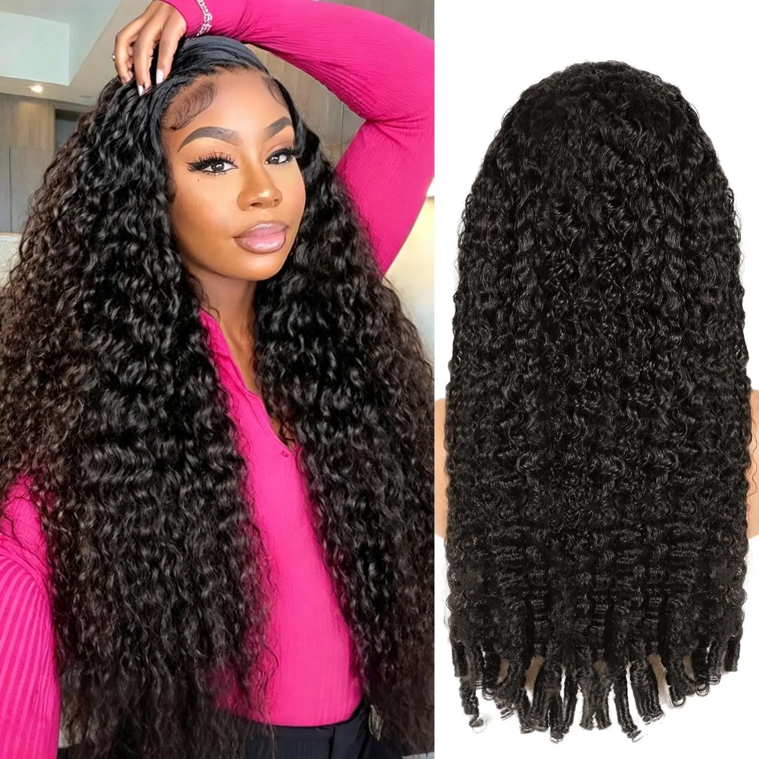 Bling Hair 13x6 Burmese Curly Wig 180% Pre-Cut HD Lace Frontal Wigs Full End Ear-To-Ear Wig Brazilian Human Hair Wigs For Women Natural Color Pre-Plucked & Minimal Knots Hair Lace Wig