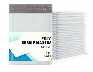 8.5x12 Inch (Usable Size 8.5x11) Grey 50 Pack Bubble Mailers  Poly Padded Envelopes #2 Medium Mailing Opaque Packaging Postal Self Seal Waterproof Boutique Shipping Bags for Clothes Makeup