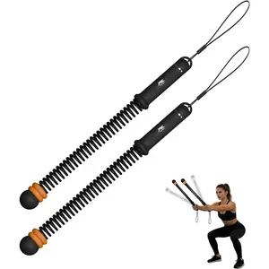 Cordless  Ropes with Adjustable Resistance Springs - Weighted Ropeless  Rope for  Gym Exercise, Portable Workout Equipment for Strength  & Cardio Fitness Orange& Black