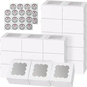 Boxes with Window,  Auto Pop-up Chocolate Covered Strawberry Boxes White Bakery Boxes for Cookies, Treats, Pastry, Breakable Heart, Donuts, Muffins, Dessert