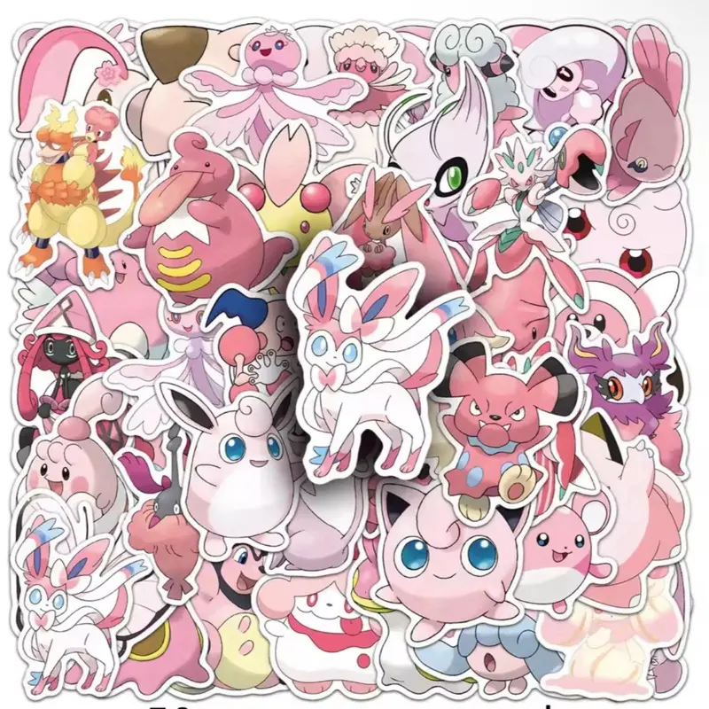50 Pokemon Stickers Pink Pokemon Collection