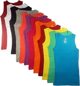 Studio 3 12 Pieces Juniors' Ribbed 100% Cotton Tank Tops-Assorted Color Womenswear Basic