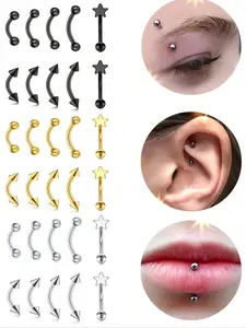 10pcs 16G Stainless Steel Curved Barbell Tiny Eyebrow Ring Lip Jewelry Ear Rook Navel Small Belly Button Ring Body Piercing Jewelry For Women Men 6mm/8mm/10mm/12mm