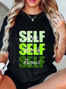 100% Cotton Unisex Green Self-ish X 3 Green Color Graphic T-Shirt Casual Top