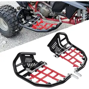 Nerf Bars Foot Pegs Compatible with Honda Sportrax 400 TRX 400EX 400X All Years (Black Nerfs & Red Nets)