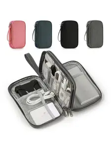 Water-Resistant Travel Organizer Bag, Dual-Layer Data Cable Storage Pouch, Multi-Purpose Charger Holder, Compact Design for Daily Use, Travel Home Organizer