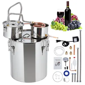 【GARVEE】Stainless Steel Alcohol Distiller Kits with Copper Tubes, Available in 3Gal, 5Gal (2 or 3 Pots), and 10Gal (2 Pots) Options, Featuring Circulating Pump for Home Brewing Whisky, Wine, and Brandy