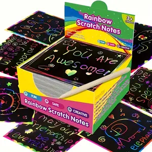 50pcs Rainbow Scratch Art Craft Kit - Unleash Hidden Designs with VibrantColors - Creative Painting Paper Board for Endless Fun
