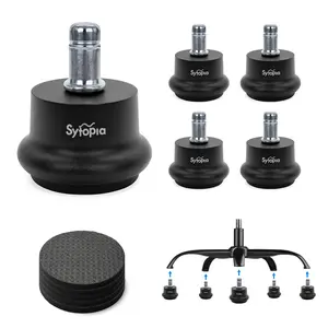 Sytopia Bell Glides Replacement for Office Chair Swivel Caster Wheels Fixed Feet with Adhesive Felt Pads Wheel Stoppers for Carpet Floor Protection 5 Pack Sturdy Stable Seating Heavy Duty, Quieter Workspace summerwins,summerwins