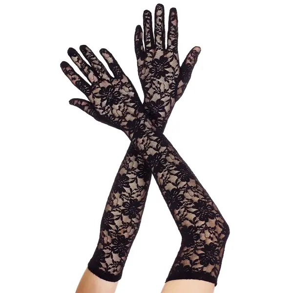 Women's Extra Long Black Lace Gloves