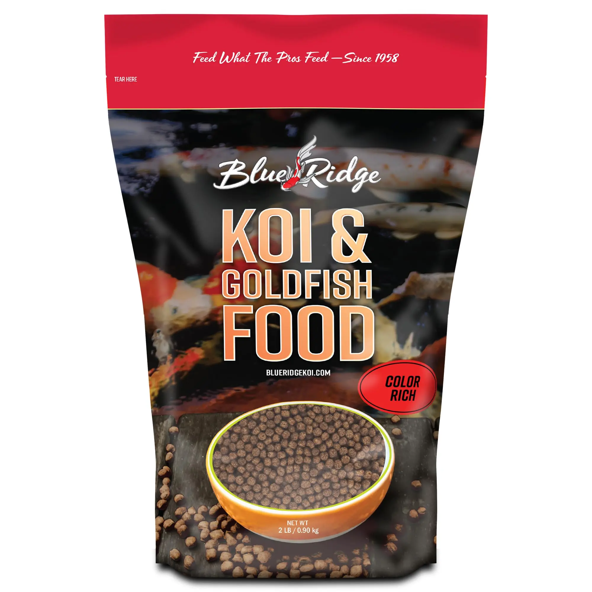 Blue Ridge Koi Fish Food - Koi Food Color Growth Formula, Goldfish Food, Premium Fish Food for Ponds, Ponds Fish Food, Floating Pond Pellets