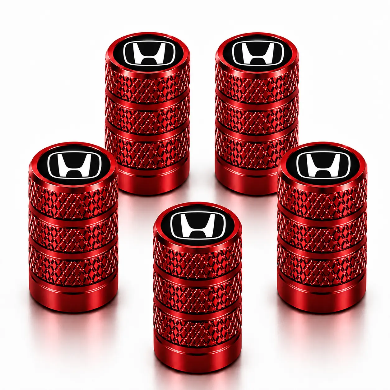 5-Pack Aluminium Alloy Wheel Valve Stem Caps with Honda Emblem, Anti-Rust, Leak-Proof, Dustproof, Tool-Free Installation, Compatible with CR-V, Civic, Accord, HR-V, Pilot, Odyssey, Ridgeline, Fit Sedan, SUV, Minivan, Truck Wheel Trim Accessories