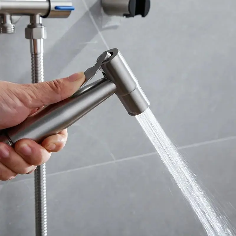 Hand Protable Toilet Bidet Sprayer Gun Holder Stainless Steel Handheld Bidet Faucet Home Bathroom Shower Head Hose Self Cleaning Adjustable Handheld Showers