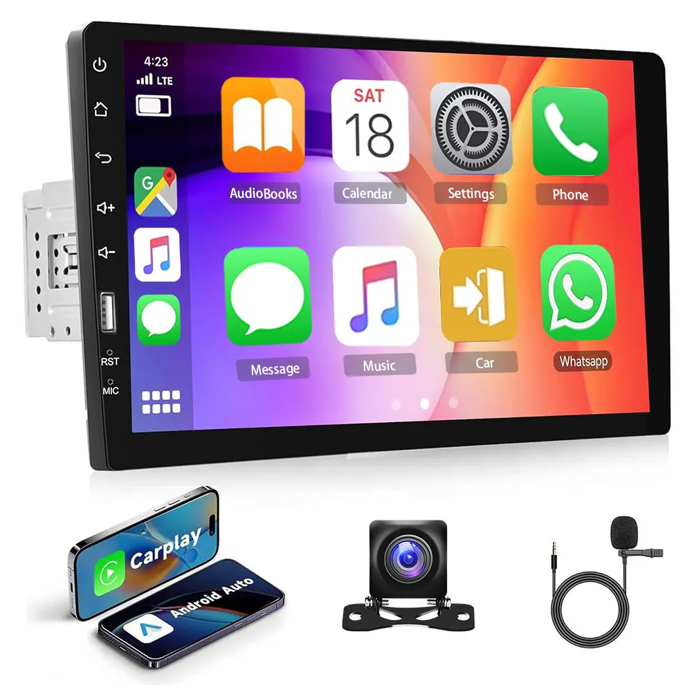 [Upgrade] Wireless Carplay Single Din Touch Screen Car Stereo, 9 Inch Car Radio with Bluetooth Android Auto iOS/Android Mirror Link FM/AM Radio/TF/USB/AUX Input Car Multimedia Player + Backup Camera ,SummerVibes