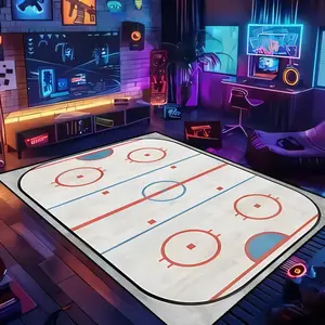 This is a packaged ice hockey rink style rug, easy to maintain and clean, Easy maintenance, machine washable, suitable for all seasons, ideal for home décor in living rooms, bedrooms, hallways, other rooms