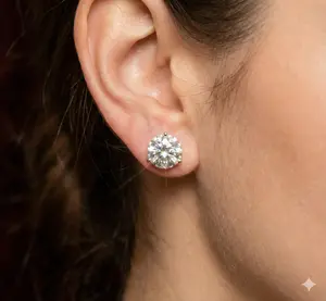 6ctw stud earring|lab grown| IgI certified| 14k white gold
